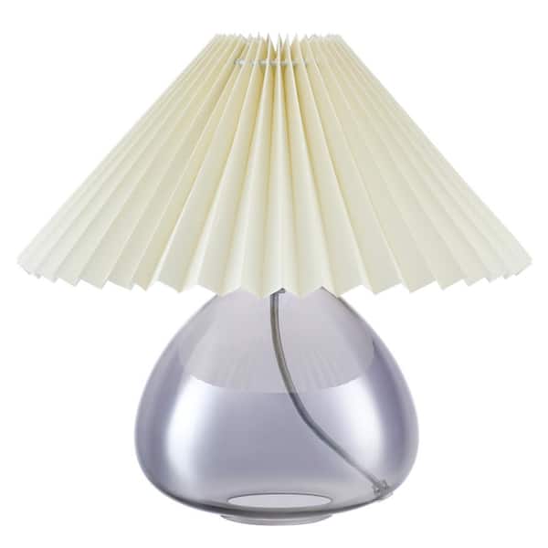 Merra 11 in. Gray Retro Table Lamp with Pleated Empire Lamp Shade