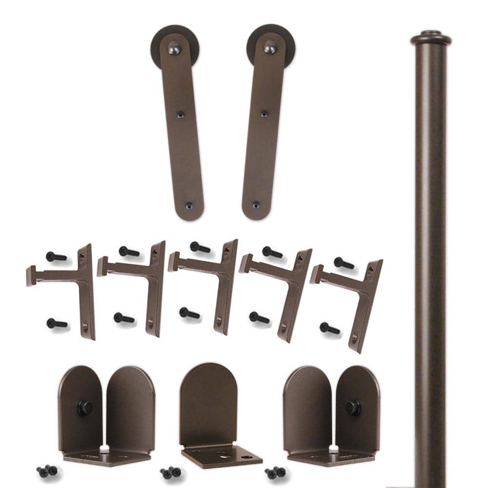 96 in. Stick Oil Rubbed Bronze Sliding Barn Door Round Track and Hardware K