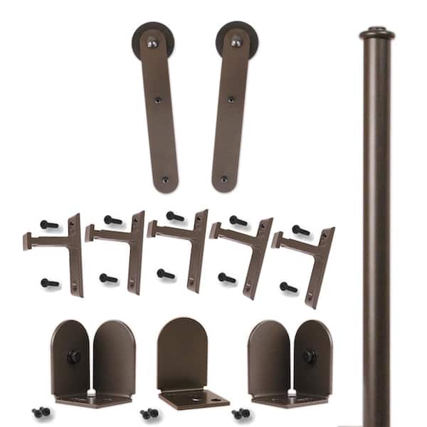 Unbranded 96 in. Stick Oil Rubbed Bronze Sliding Barn Door Round Track and Hardware Kit