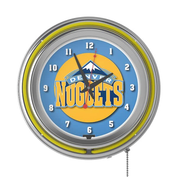 Denver Nuggets Yellow Logo Lighted Analog Neon Clock