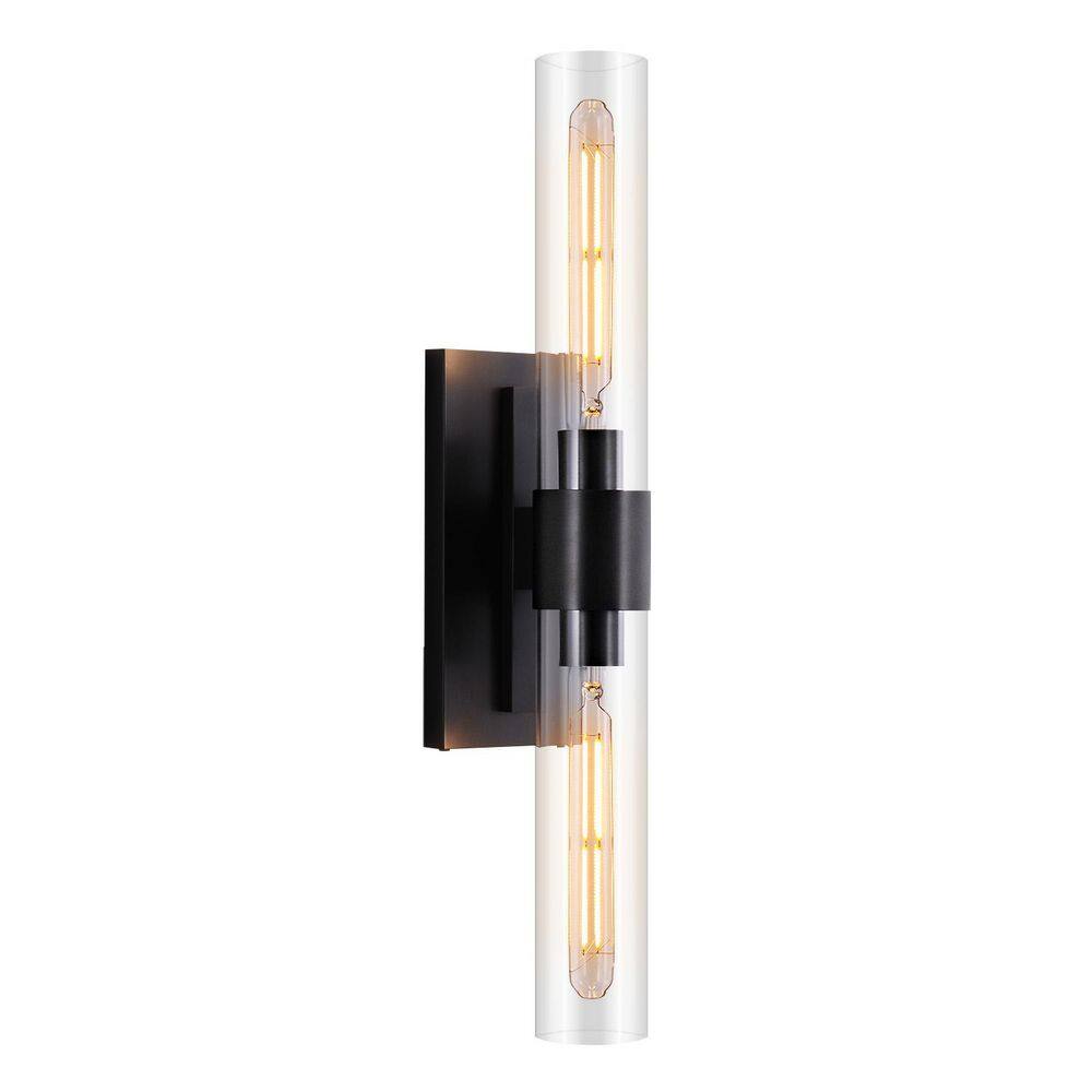 23 in. 2-Light Thickened Glass Wall Light, Black Wall Sconce for Bathroom, Mirror, Powder Room, Hallway, Kitchen (1PCS) price history on PriceWatchPro