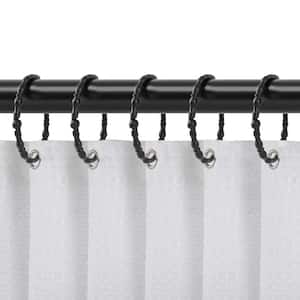 Shower Rings, Oval Shape Shower Curtain Rings for Bathroom, Rustproof Zinc Shower Curtain Hooks Rings, Matt Black
