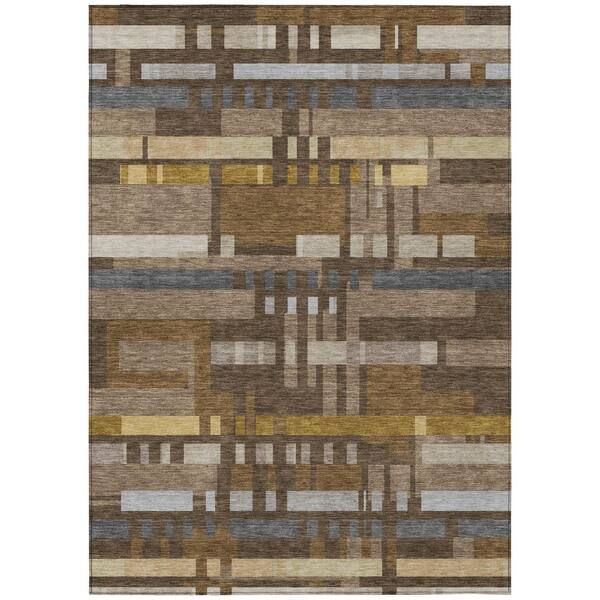 Chantille Machine Washable Indoor/Outdoor Abstract ACN3051 Chocolate 10 ft. x 14 ft. Area Rug