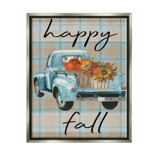 Stupell Industries Happy Fall Flower Truck by Cindy Jacobs 1-Piece Floater Frame Graphic Print Travel Poster Art Print 21 in. x 17 in.