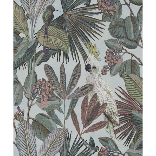 Walls Republic Tropical Paradise Wallpaper Baby Blue Paper Strippable Roll (Covers 57 sq. ft.)