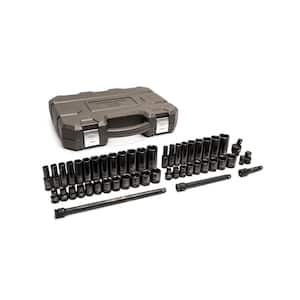 3/8 in. Drive 6 Point SAE and Metric Standard and Deep Impact Socket Set with Case (49-Piece)
