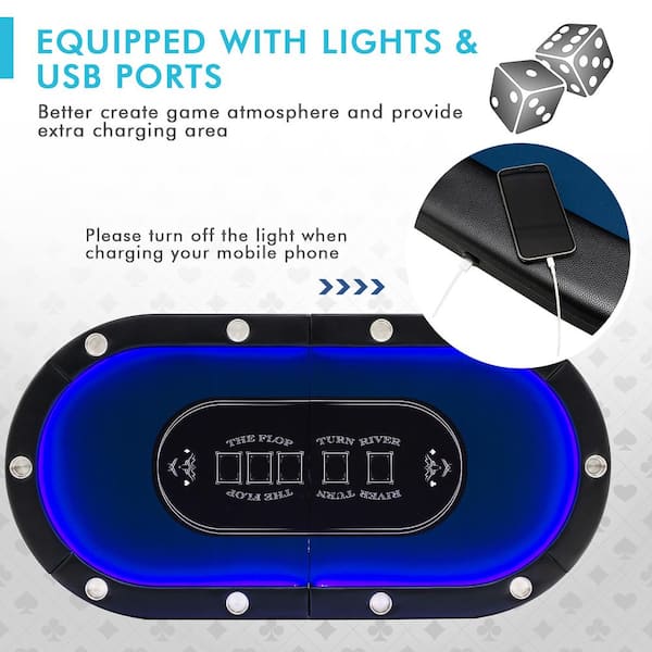 Costway Foldable 10 Player Poker Table Casino Texas Holdem
