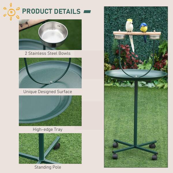 Portable Metal Platform Feeder Bird T-Stand Perch 1-Pack