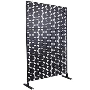 Anky 76 in. H x 48 in. W Steel Garden Fence, Metal Privacy Screens and Panels with Free Standing in Black