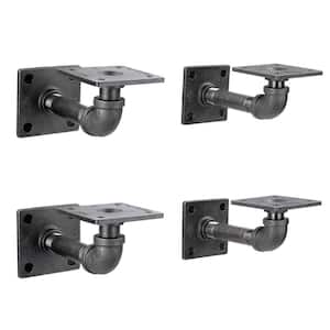 1/2 in. Black Pipe 5.75 in. L Wall Mounted Square Flange Shelf Bracket Kit (4-Pack)