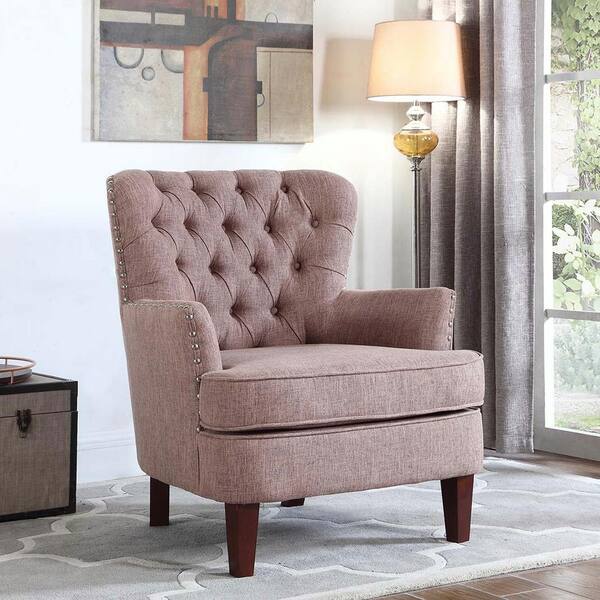 brown tufted accent chair