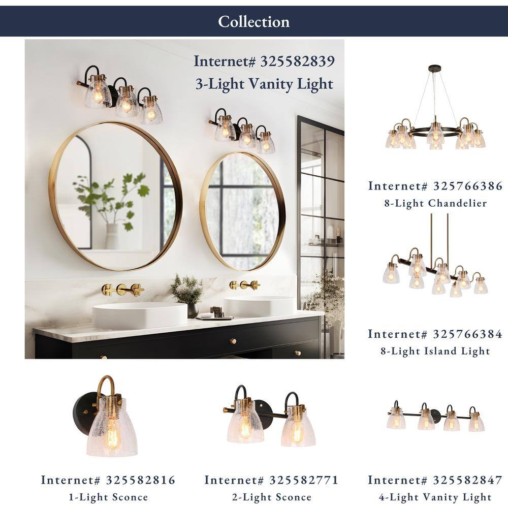 Aidtyrtm 22.4" Matte Black and Gold Crackled Glass Vanity Light