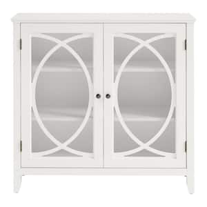 Brisa Bright White Accent Cabinet with Double Elliptical Doors