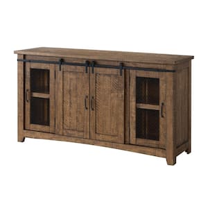 65 in. Brown Wood TV Stand Fits TVs up to 60 in. with 2-Door Cabinet
