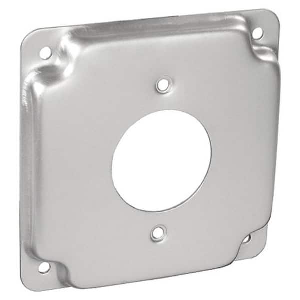 Southwire 4 in. W Steel Metallic 1-Gang Exposed Work Square Cover for 1.62 in. Dia 20 Amp Round Receptacle (1-Pack)