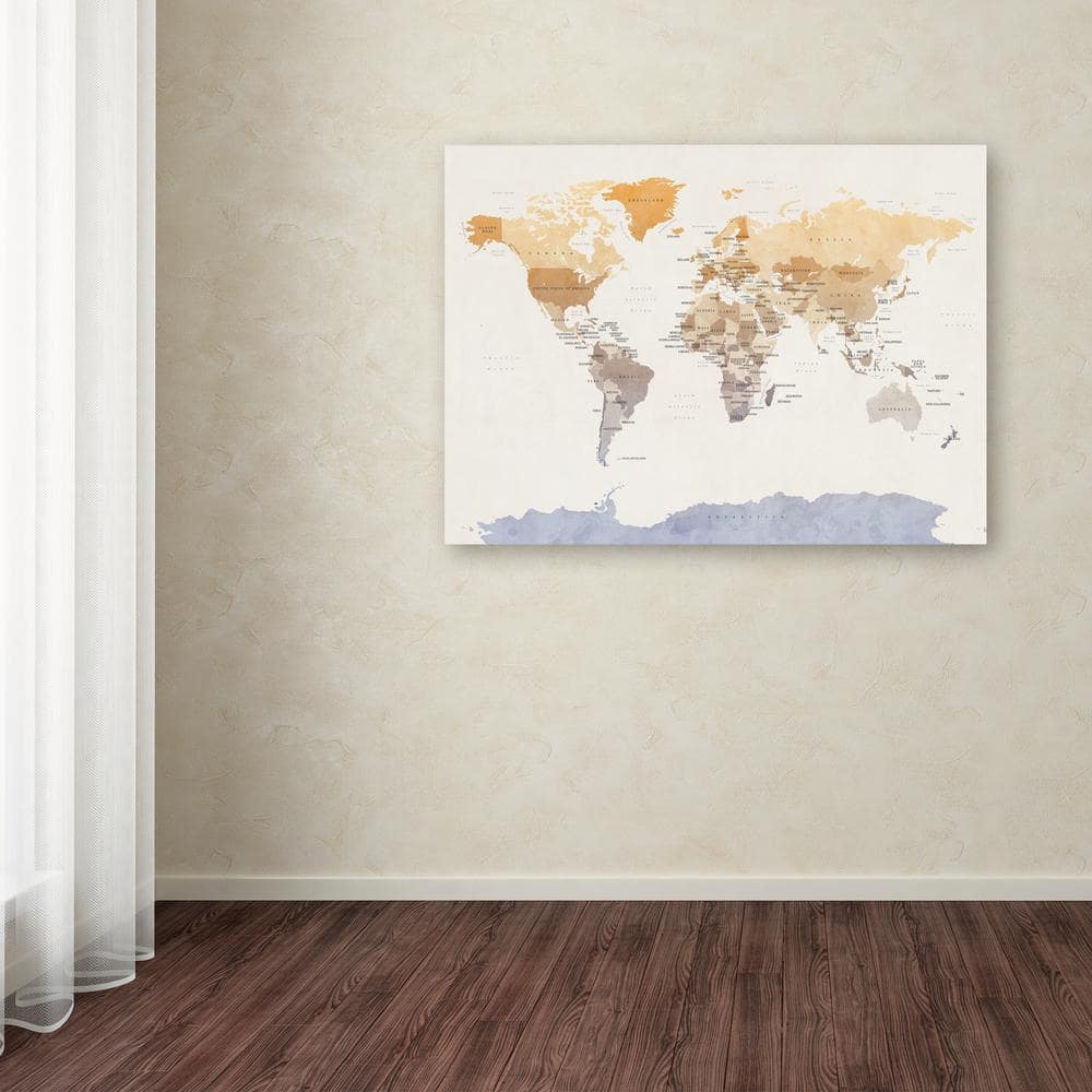 Michael Tompsett Watercolor World Map Canvas Art 24'' x 32''