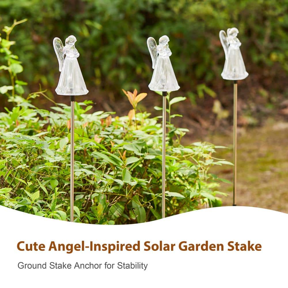 Set of 3 Solar Powered Angel LED Pathway Lights