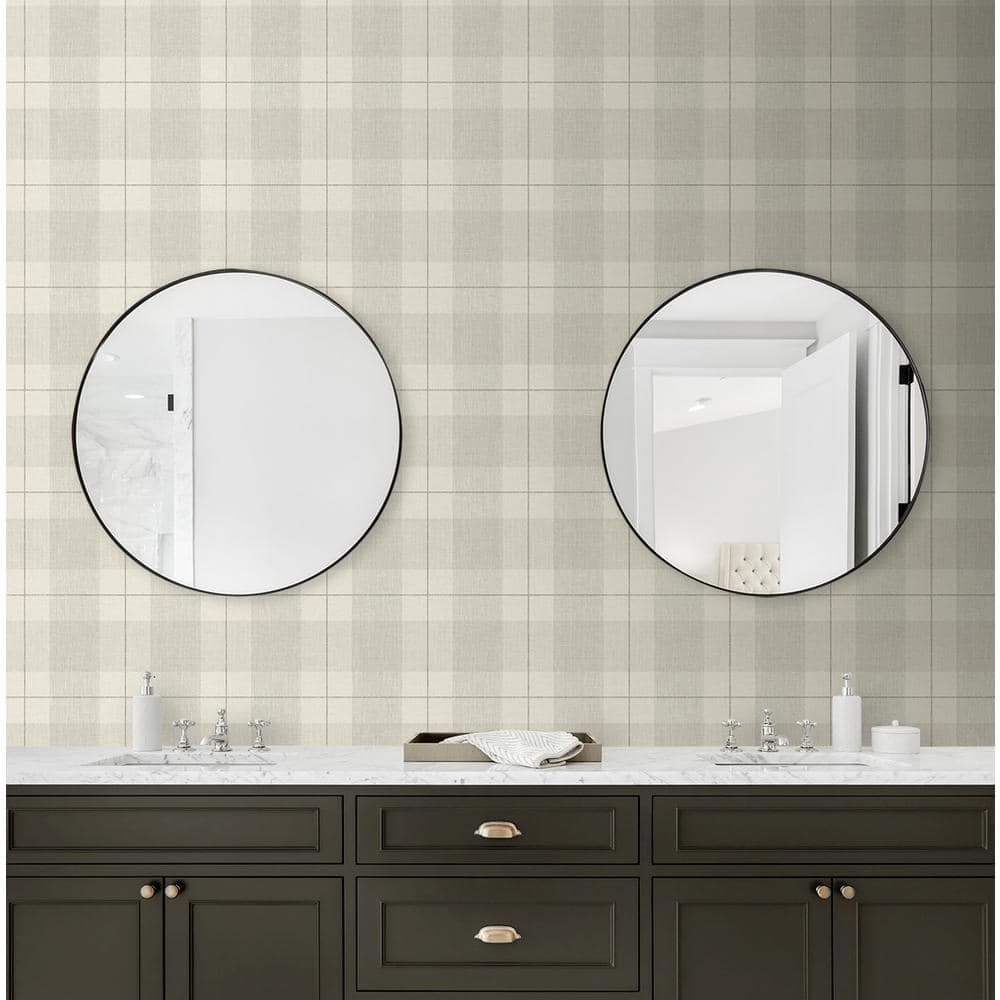 Neutral Plaid Peel and Stick Vinyl Wallpaper Roll
