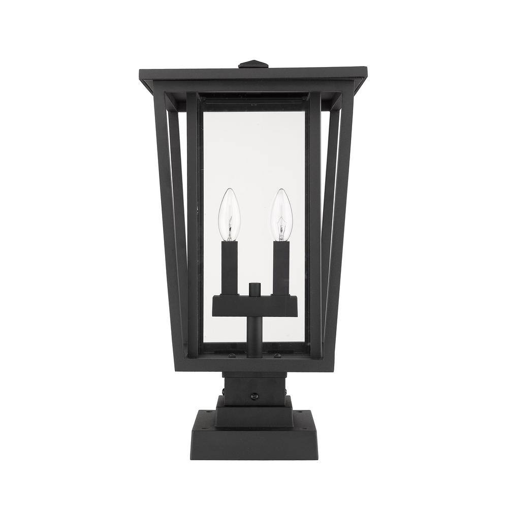 Seoul Black Aluminum 2-Light Outdoor Pier Mount Fixture