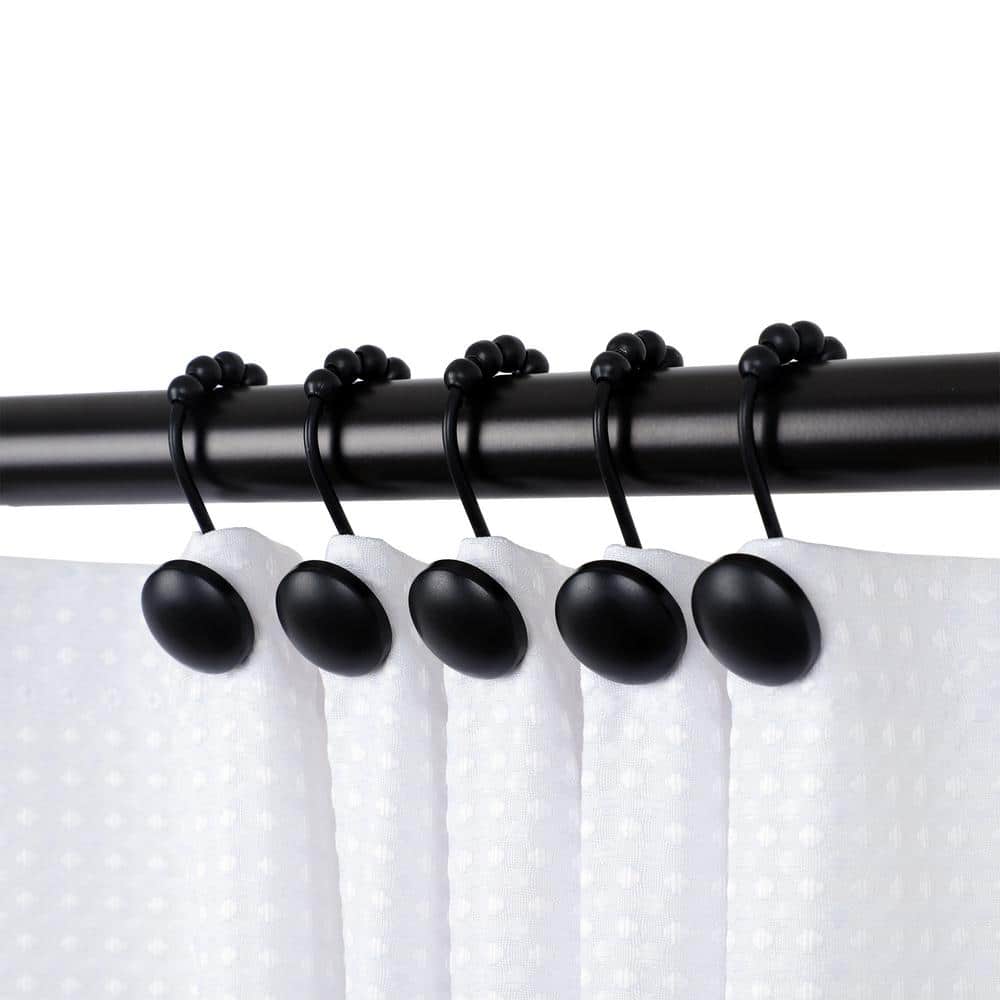 Utopia Alley Beatrice Shower Curtain Hooks for Bathroom Shower Rods Curtains, Set of 12 - Black