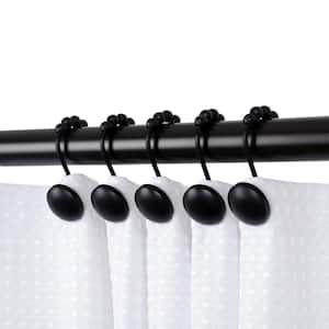 Shower Beatrice Curtain Hooks, Shower Curtain Hooks for Bathroom Shower Rods Curtains, Black (Set of 12)