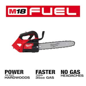 M18 FUEL 14 in. 18V Lithium-Ion Brushless Cordless Battery Top Handle Chainsaw with Top Handle Chainsaw Carrying Case