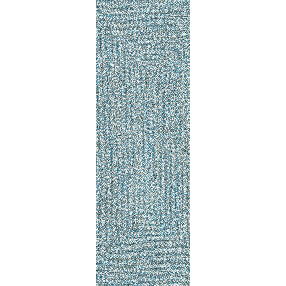 nuLOOM Lefebvre Casual Braided Aqua 3 ft. x 8 ft. Indoor/Outdoor Runner