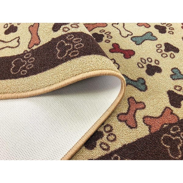Pet Collection Bones & Paws Cut to Size Beige 26  Width x Your Choice  Length Custom Size Slip Resistant Runner Rug HD-PET8001-26 - The Home Depot