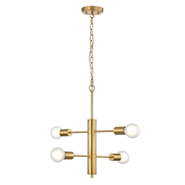 4 Light Warm Aged Brass Finish Chandelier