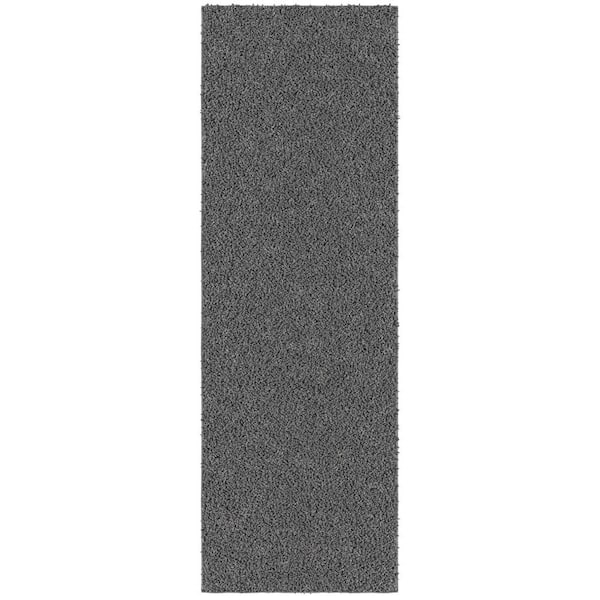 Ottomanson Softy Collection Non-Slip Rubberback Solid Soft Gray 1 ft. 8 in. x 4 ft. 11 in. Indoor Runner Rug