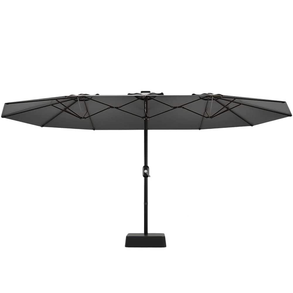 15 ft. Steel Rectangular Patio Umbrella in Gray with Base Included, Double-Sided with Easy Crank, Tilt Adjustment price history on PriceWatchPro