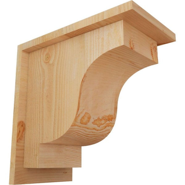 Ekena Millwork 8 in. x 14 in. x 14 in. Newport Rough Sawn Douglas Fir Corbel with Backplate