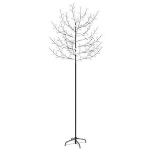 Indoor/Outdoor 86.6 in. Decorative Tree Cherry Blossom Cold White LED Lighted Garden Decor