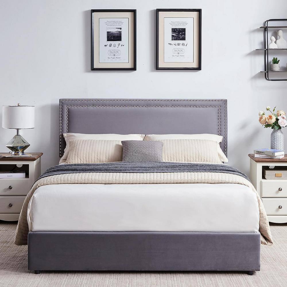 Platform Bed Frame Black Metal Frame King Size Platform Bed with 4 Storage Drawers, Upholstered bed with Headboard - thumbnail 9