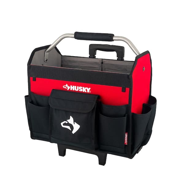 Husky 18 in. Rolling Open Tote Tool Bag with Extended Handle