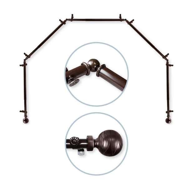 Arman 5 to Sided 13/16 in. Dia Bay Window Single Curtain Rod in Cocoa