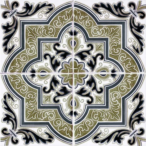 MI ALMA Black/Green H30 4 in. x 4 in.Vinyl Peel and Stick Tile (24 Tiles, 2.67 sq. ft./Pack)