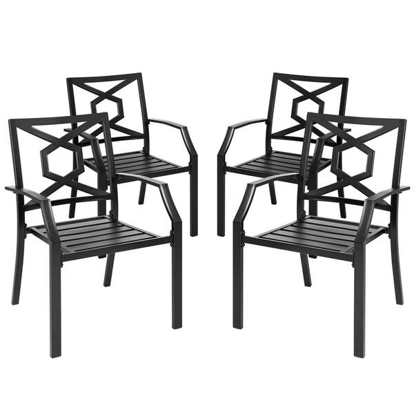 Nuu Garden Stackable Metal Patio Bistro Outdoor Dining Chair in Black (4Pack) DB1514P The
