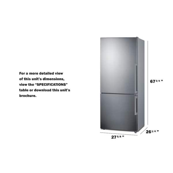 Summit Appliance 28 in. 14.6 cu. ft. Bottom Freezer Refrigerator