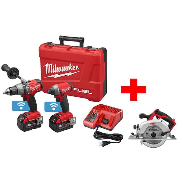 Milwaukee M18 FUEL with ONE-KEY 18V Lithium-Ion Brushless Cordless Hammer Drill/Impact Combo Kit with Free M18 Circular Saw