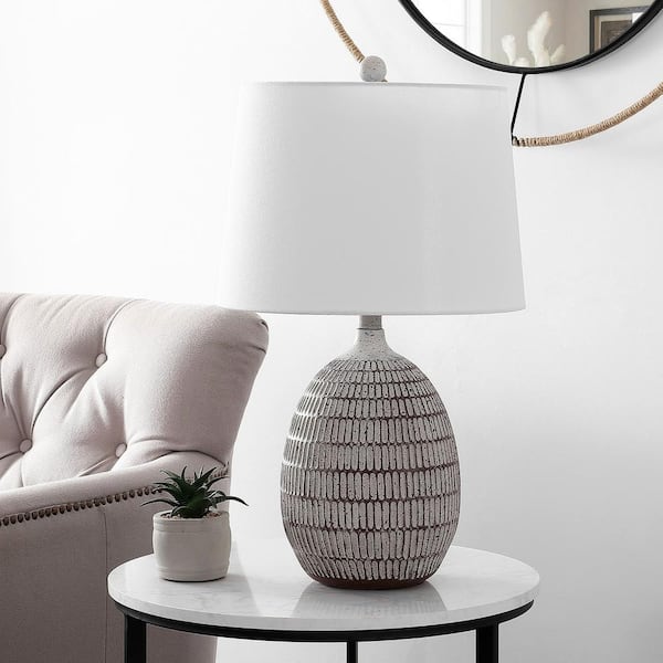 Dewlen 24 in. Brown/White Table Lamp
