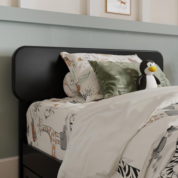 Florence Black Wood Twin Headboard