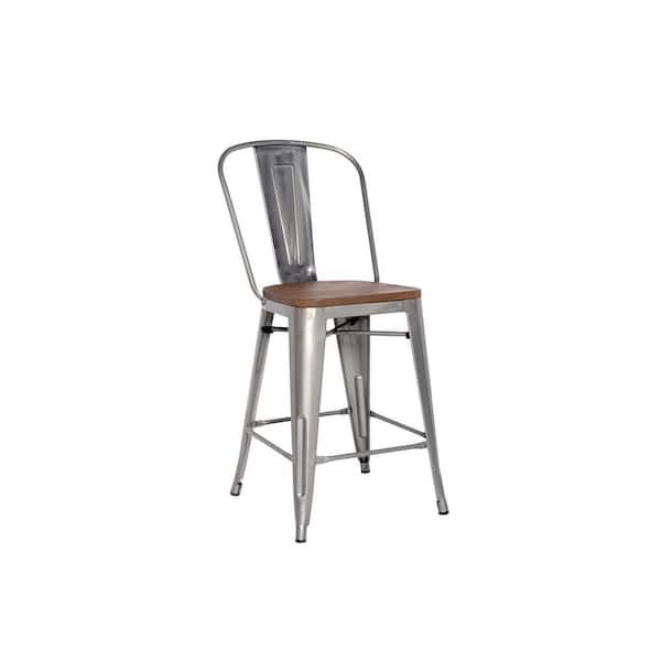 StyleWell Finwick Gunmetal Gray Backed Counter Stool with Dark