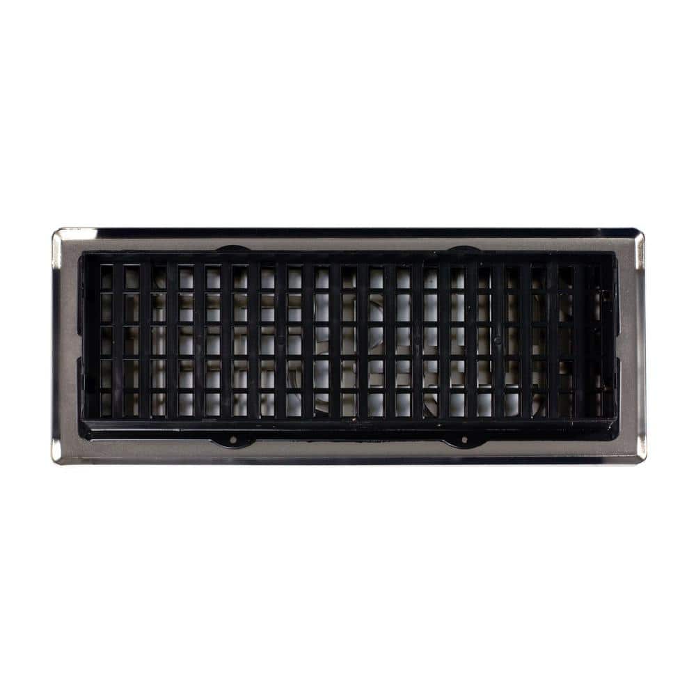 Art Deco Brushed Nickel 4x12 Floor Register with Steel Grille