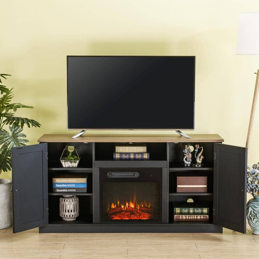 Charcoal 59'' Electric Fireplace TV Stand with Cabinet for 60'' TVs