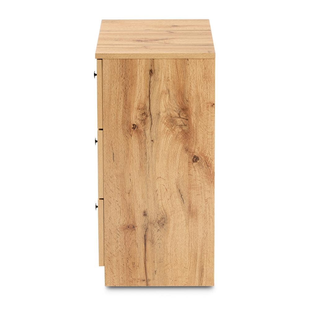 Decon Oak Brown Wood 3-Drawer Modern Storage Chest