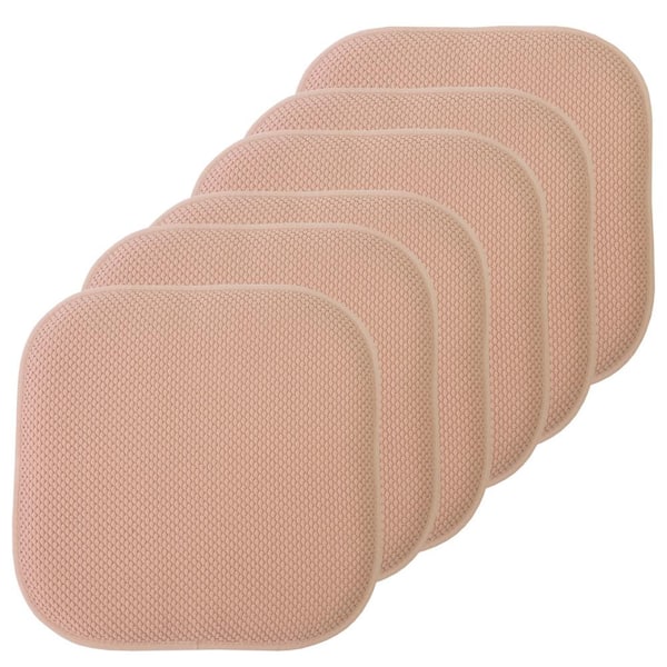 Sweet Home Collection Blush, Honeycomb Memory Foam Square 16 in. x 16 in. Non-Slip Back Chair Cushion (6-Pack)