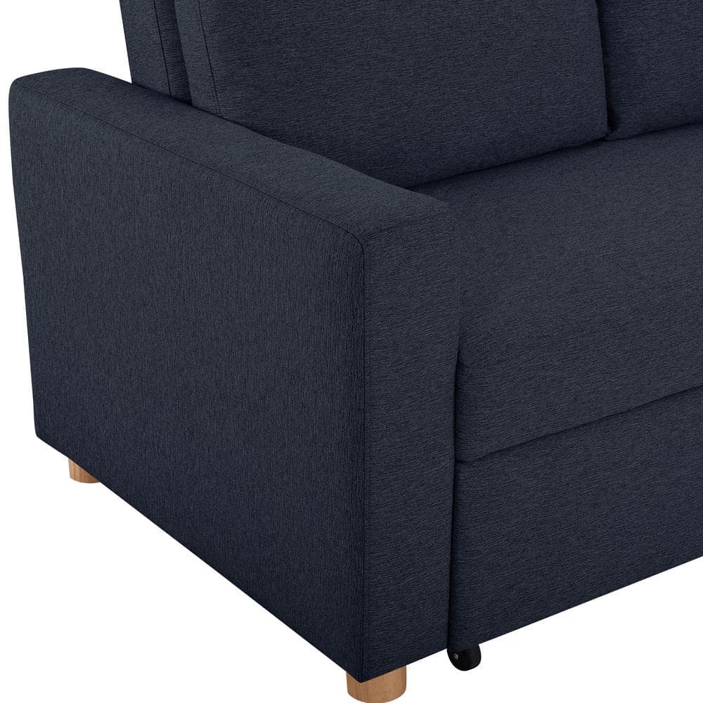 Navy Blue Fabric Full Size Convertible Sleeper Sofa