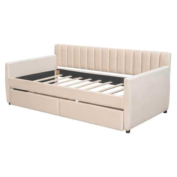 その他 Daybed Malta II Cream Harper & Bright Designs Beige Twin Size Upholstered Velvet Daybed