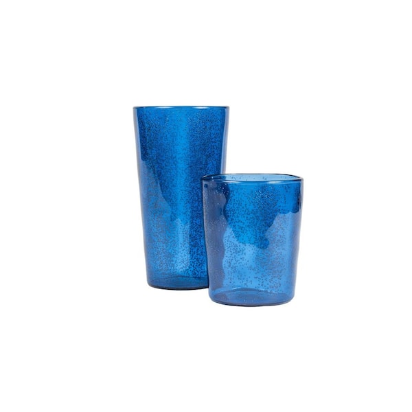 Fizz Bubbles 24 oz. Blue Acrylic Drinkware Set (Set of 8)
